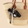 Gingham Bow Lipstick Case Bag Charm - Black