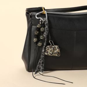 The LeopardLoop Keyring Bag Charm - Black